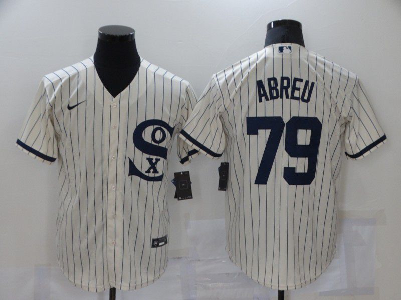 Men Chicago White Sox 79 Abreu Cream stripe Dream version Game Nike 2021 MLB Jerseys